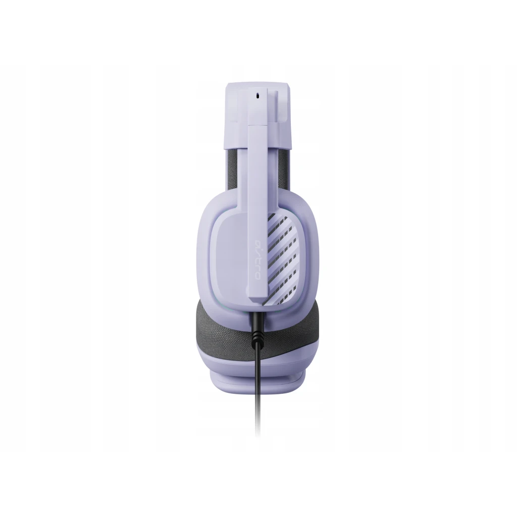 Logitech Astro A10 Gen 2 Violet, vue en angle: logo A10 sur l'oreillette, arceau en maille et réglage latéral visible - Ítem3