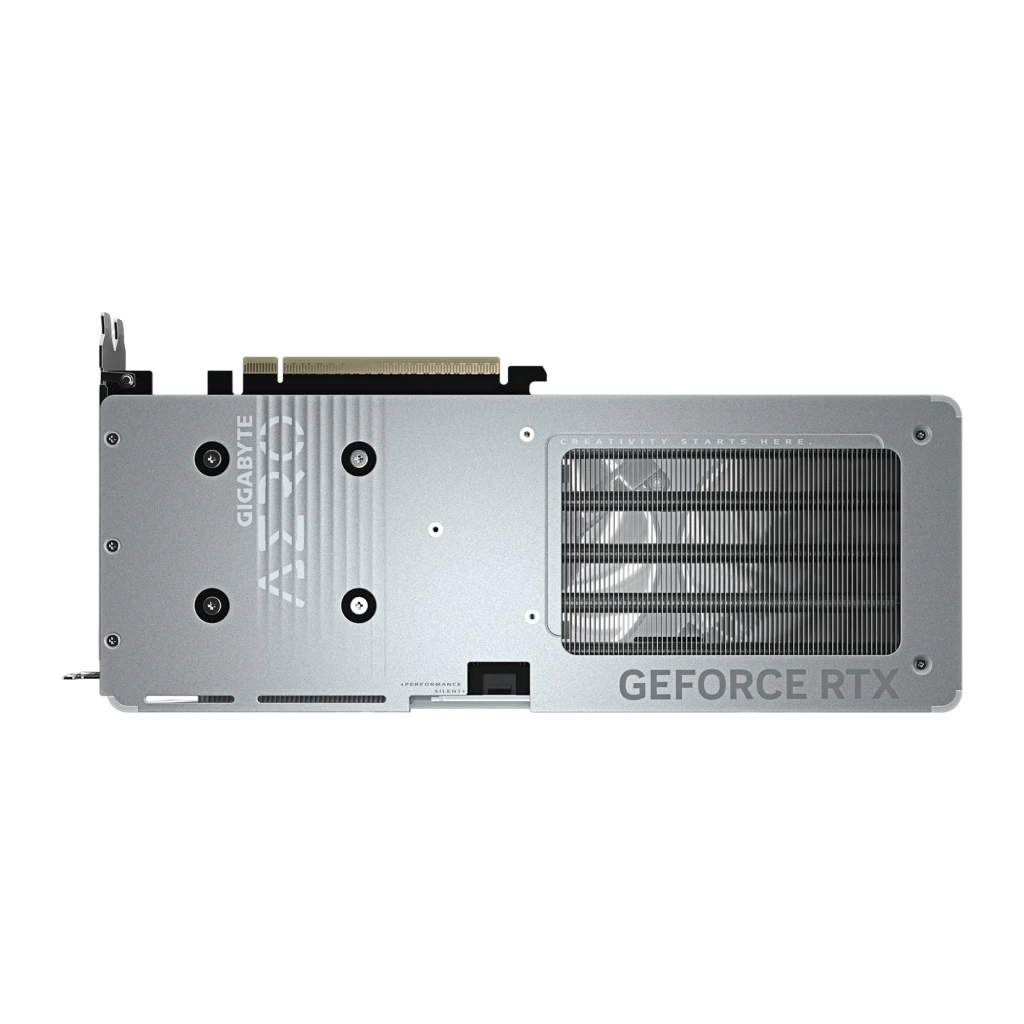 Gigabyte GeForce RTX 5060 Ti Aero OC 8GB branca, kit com caixa: placa em ângulo mostrando portas de saída e caixa verde e - Item3