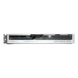 Gigabyte GeForce RTX 5060 Ti Aero OC 8GB Blanca, vista lateral: disipador de aletas, conector de alimentación y logo GeForce