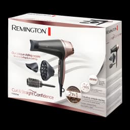 Remington D5706 Curl & Straight Confidence Preto Ouro rosado, caixa: embalagem frontal com secador, difusor, bocal e escova