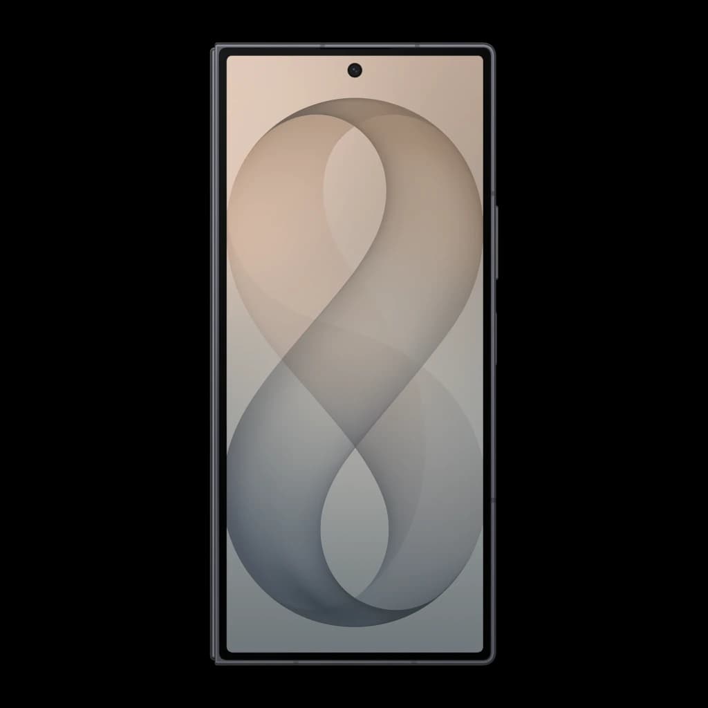 Samsung Galaxy Z Fold8 Ultra 5G 256GB Grafite, vista frontal: ecrã ligado com papel de parede em forma de 8 em tons bege e