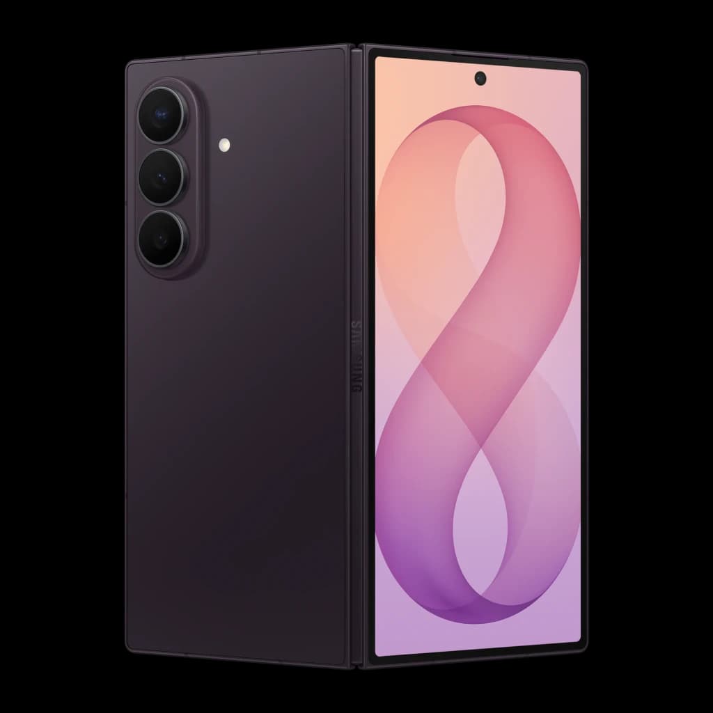 Samsung Galaxy Z Fold8 Ultra 256GB Violeta Noturno, vista traseira e frontal: módulo de 3 câmeras e ecrã dobrável aberto
