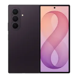 Samsung Galaxy Z Fold8 Ultra 5G 256GB Violeta Noturno, vista frontal e traseira: módulo de câmeras triplo e ecrã ligado