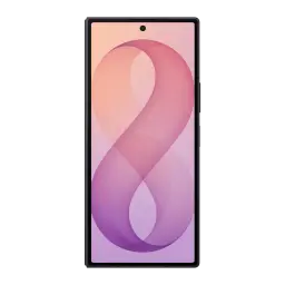Samsung Galaxy Z Fold8 Ultra 5G 256GB Violeta Noturno, vista frontal: ecrã ligado com wallpaper degradê rosa e roxo em forma