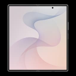 Samsung Galaxy Z Fold8 Ultra 256GB Creme, vista frontal aberta: ecrã interior desdobrado com fundo de ondas pastel