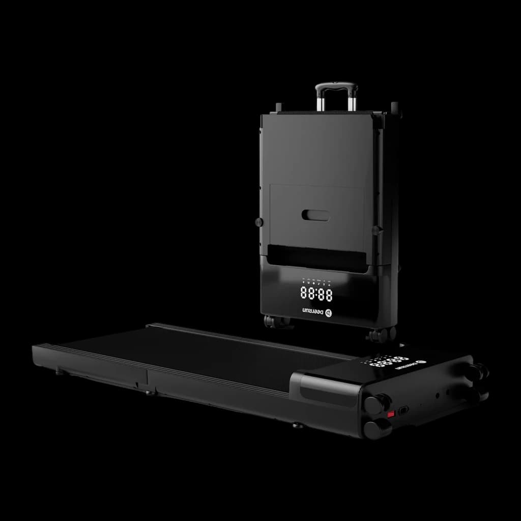 Cinta de correr DeerRun Z20 Plegable 6km/h en negro, diseño compacto con panel LED, ruedas de transporte y modo plegado vertical para fácil almacenamiento