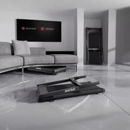 DeerRun A1 Urban tapis de course plié, profil ultra bas 176 mm, inclinaison 6 %, finition noire, roues discrètes, se glisse sous canapé, design épuré