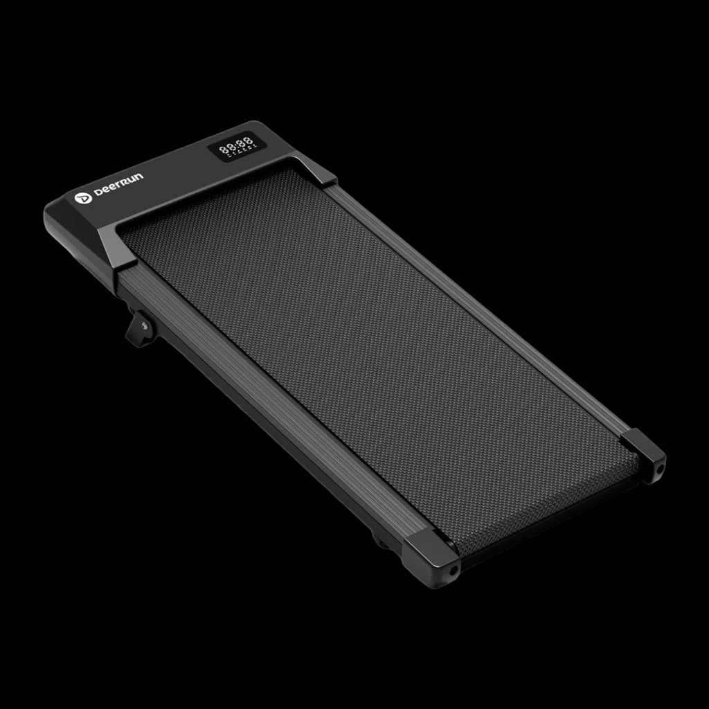 DeerRun A1 Urban tapis de marche pliant noir, profil bas 176 mm, inclinaison 6%, surface antidérapante, écran LED intégré, roues pour déplacement facile