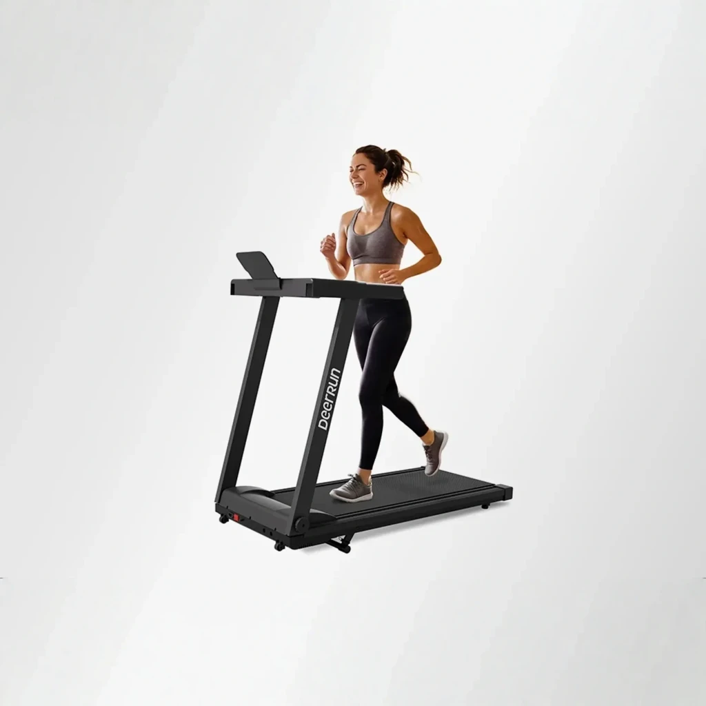 DeerRun A1 Urban cinta plegable negra con panel digital, soporte para dispositivo, barandillas rectas y base compacta de 176 mm con inclinación de 6% - Ítem6