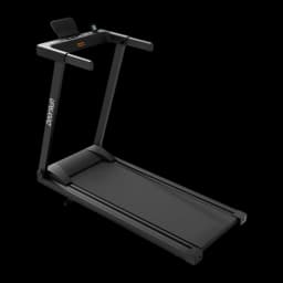 Tapis de course Deerrun A1 Pro Move+ noir pliable, cadre fin, console avec écran, main courante droite, inclinaison 6 %, vitesse max 12 km/h, roulettes avant
