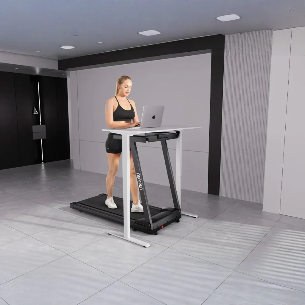 Cinta de correr Deerrun A1 Pro Move+ plegable negra con pantalla digital, soporte para dispositivo, barandales rectos y banda ancha; velocidad 12 km/h, - Ítem3