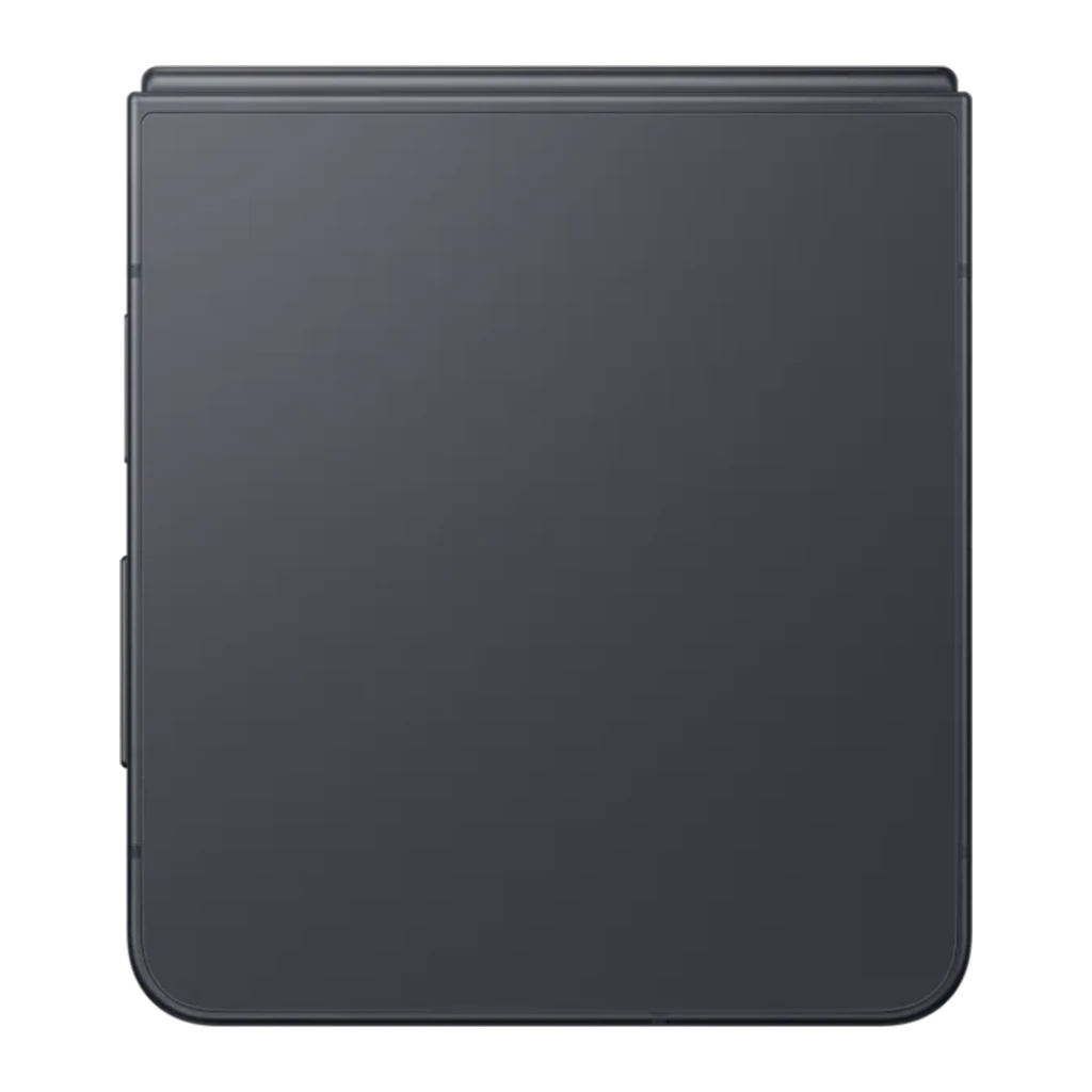 Samsung Galaxy Flip8 5G 256GB gris, vista frontal: pantalla desplegada con fondo de ondas y cámara perforada centrada - Ítem5
