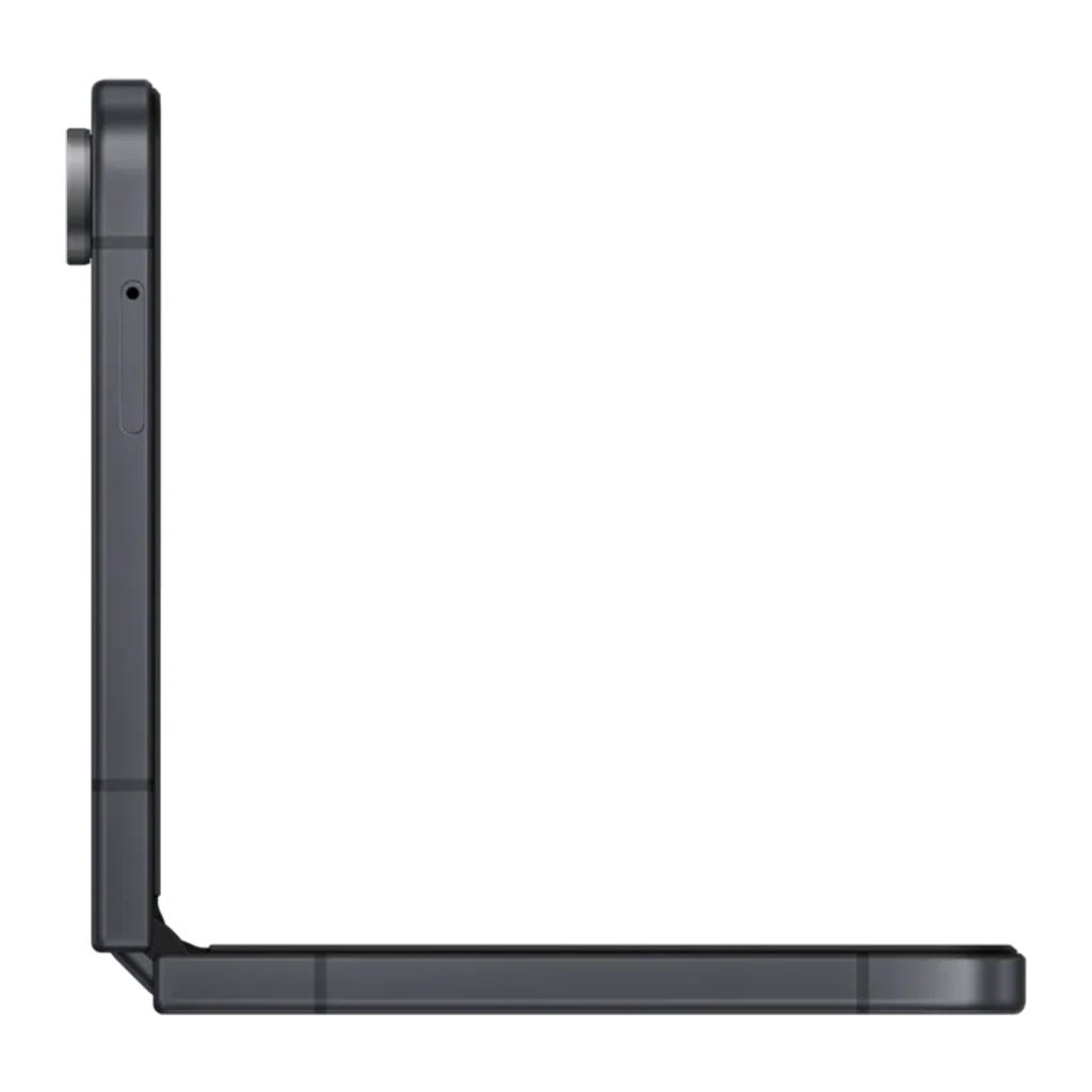 Samsung Galaxy Flip8 5G 256GB gris, vista frontal: pantalla desplegada con fondo de ondas y cámara perforada centrada - Ítem6