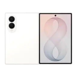 Samsung Galaxy Z Fold8 5G 512GB Blanco, vista abierta frontal: módulo de cámaras trasero y pantalla interior encendida