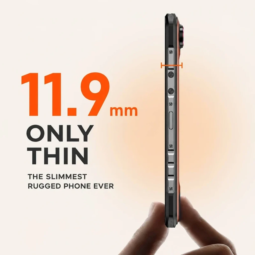 Oukitel WP68 Air 5G preto com corpo robusto, duas câmeras traseiras com anéis vermelhos, flash e tela IPS LCD HD+ 120 Hz com entalhe em gota - Item7