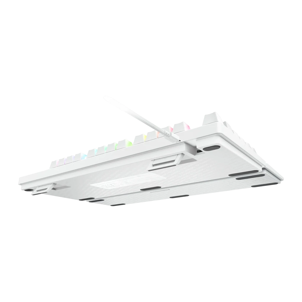 Razer Huntsman V3 Pro Tenkeyless Blanco, vista superior: teclas blancas con retroiluminación RGB arcoíris y reposamanos con - Ítem2