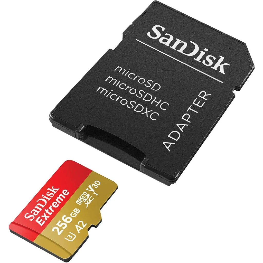 SanDisk microSDXC GamePlay 256GB Azul, vista frontal: cara con logo Extreme PLUS, 256GB, A2, V30 y U3 - Ítem2