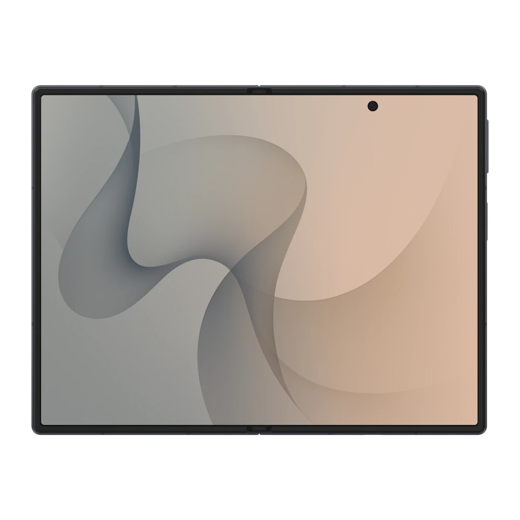 Samsung Galaxy Z Fold8 512GB Grafito, vista frontal y trasera: plegado en ángulo, pantalla con logo y módulo de cámaras - Ítem2