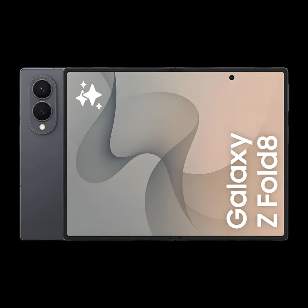 Samsung Galaxy Z Fold8 512GB Grafito, vista frontal abierto: pantalla interior desplegada con módulo de cámaras trasero