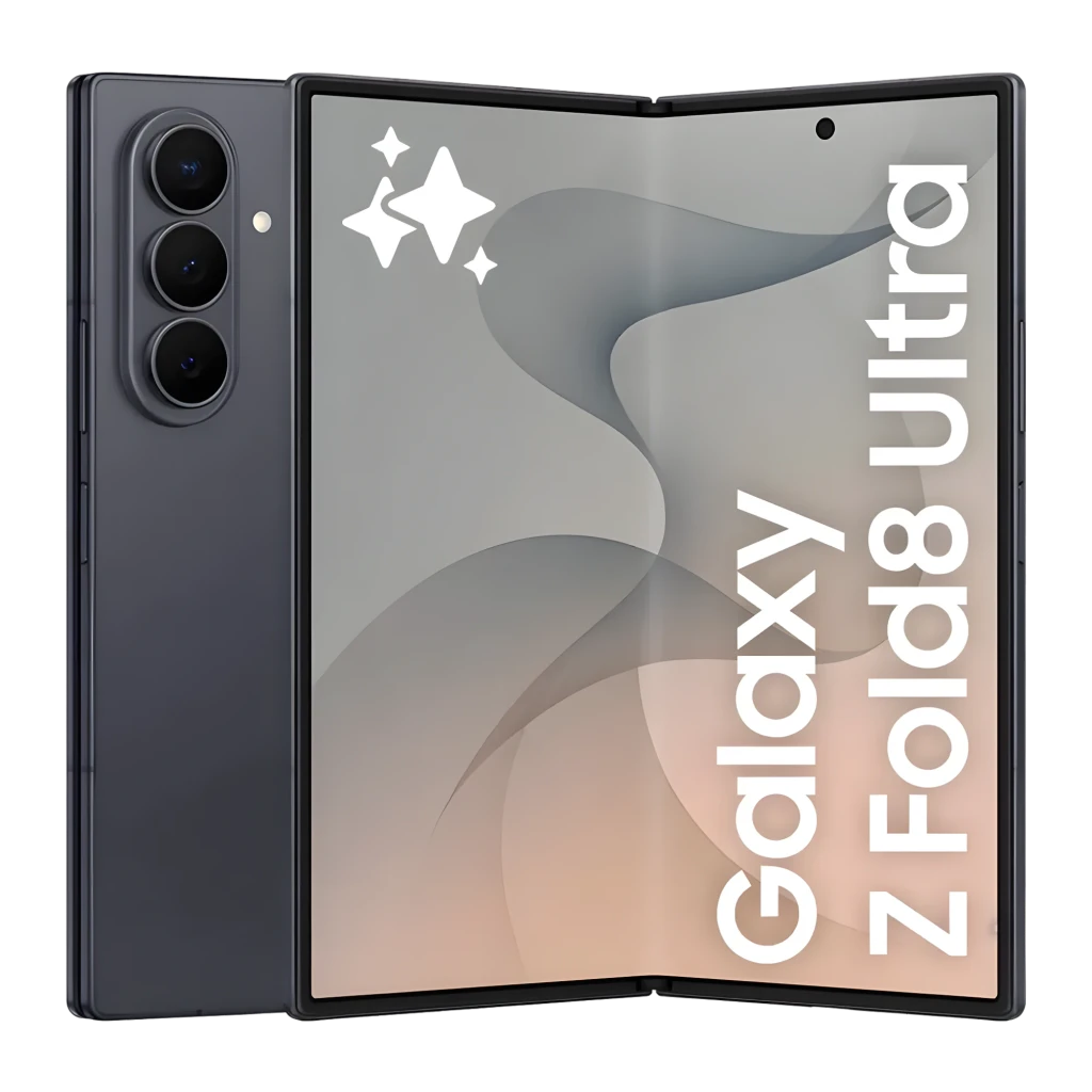 Samsung Galaxy Z Fold8 512GB Grafito, vista frontal y trasera: plegado en ángulo, pantalla con logo y módulo de cámaras - Ítem4
