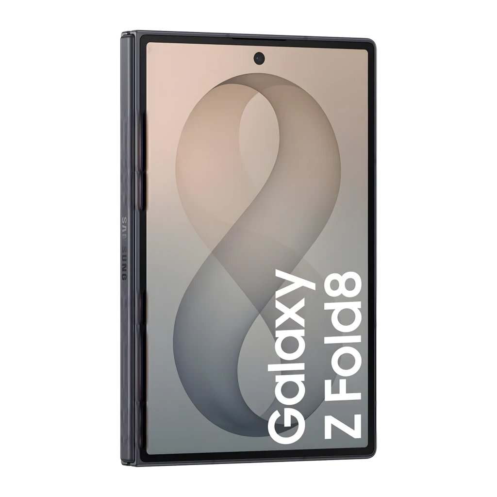Samsung Galaxy Z Fold8 512GB Grafito, vista frontal y trasera: plegado en ángulo, pantalla con logo y módulo de cámaras - Ítem5