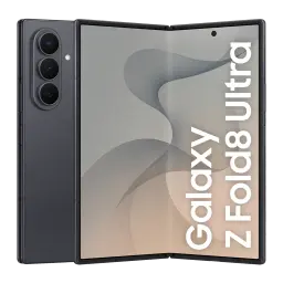 Samsung Galaxy Z Fold8 Ultra 512GB Grafite, vista frontal e traseira: dobrável aberto, módulo de câmeras traseiro e ecrã