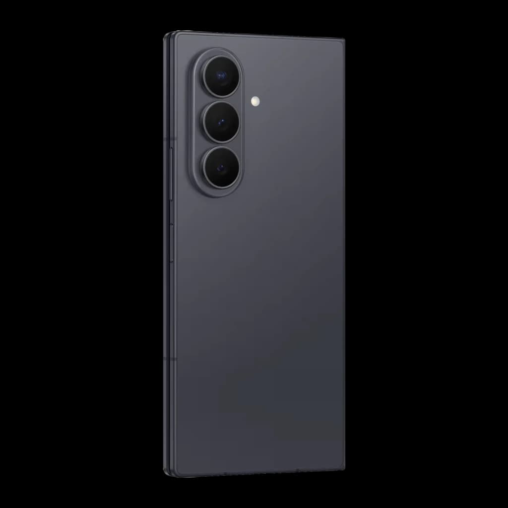 Samsung Galaxy Z Fold8 Ultra 512GB grafite, vista traseira em ângulo: módulo de tripla câmera e dobradiça lateral visíveis