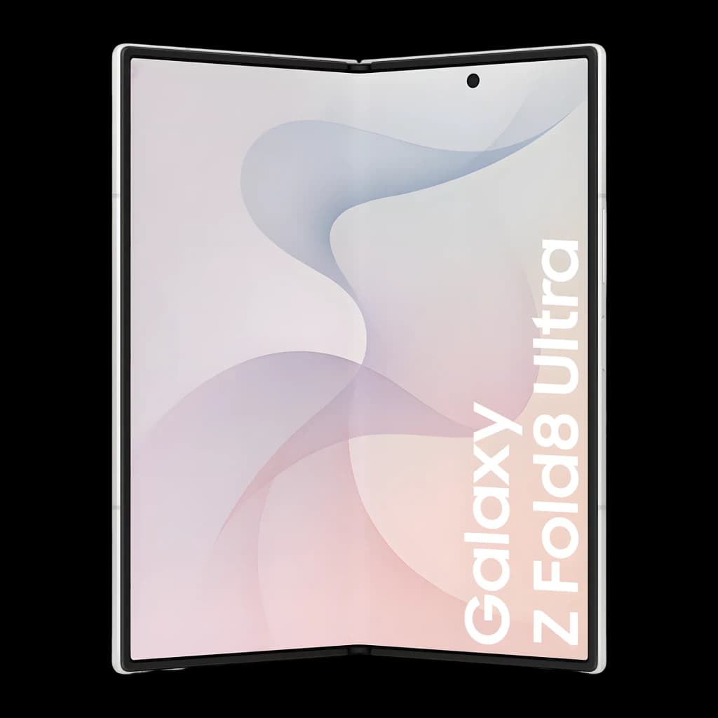 Samsung Galaxy Z Fold8 Ultra 512GB Creme, vista frontal aberto: ecrã dobrável desdobrado com câmara perfurada e dobradiça