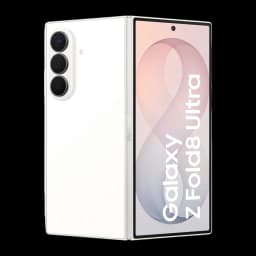 Samsung Galaxy Z Fold8 Ultra 512GB Creme, vista traseira-frontal: módulo de 3 câmeras e ecrã exterior aberto