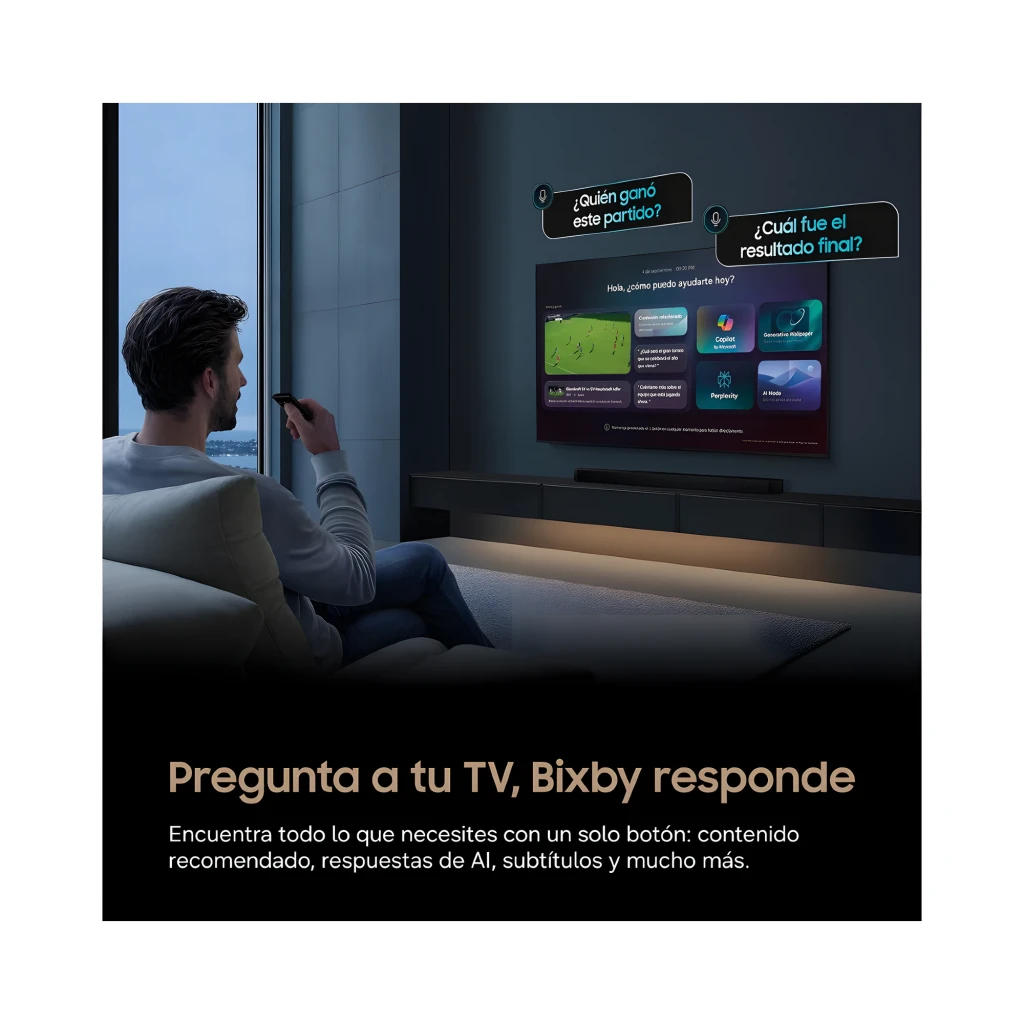 Samsung TQ55S93H 55 OLED UHD Preto, vista frontal: ecrã com infografia de características, moldura fina e pé central - Item3