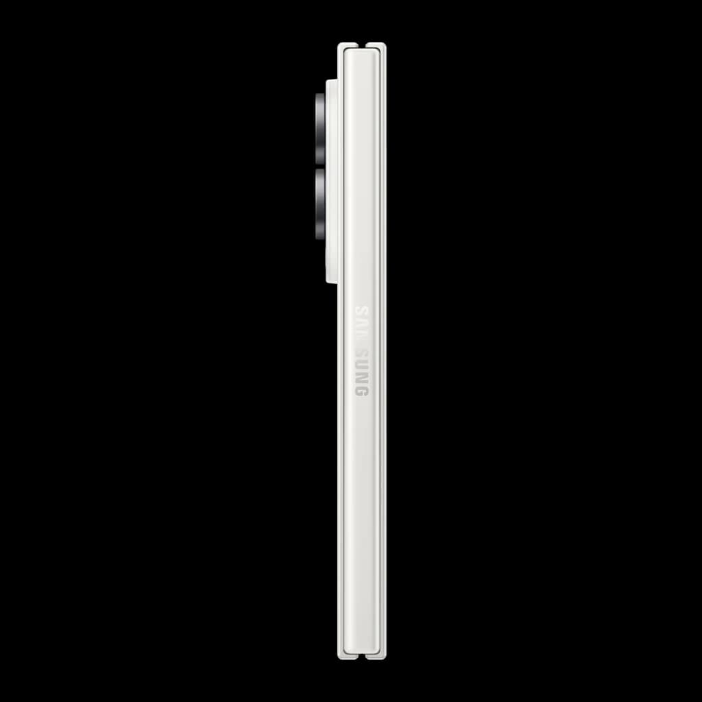 Samsung Galaxy Z Fold8 1TB Crema, vista lateral: perfil cerrado con módulo de cámaras y logo Samsung visible