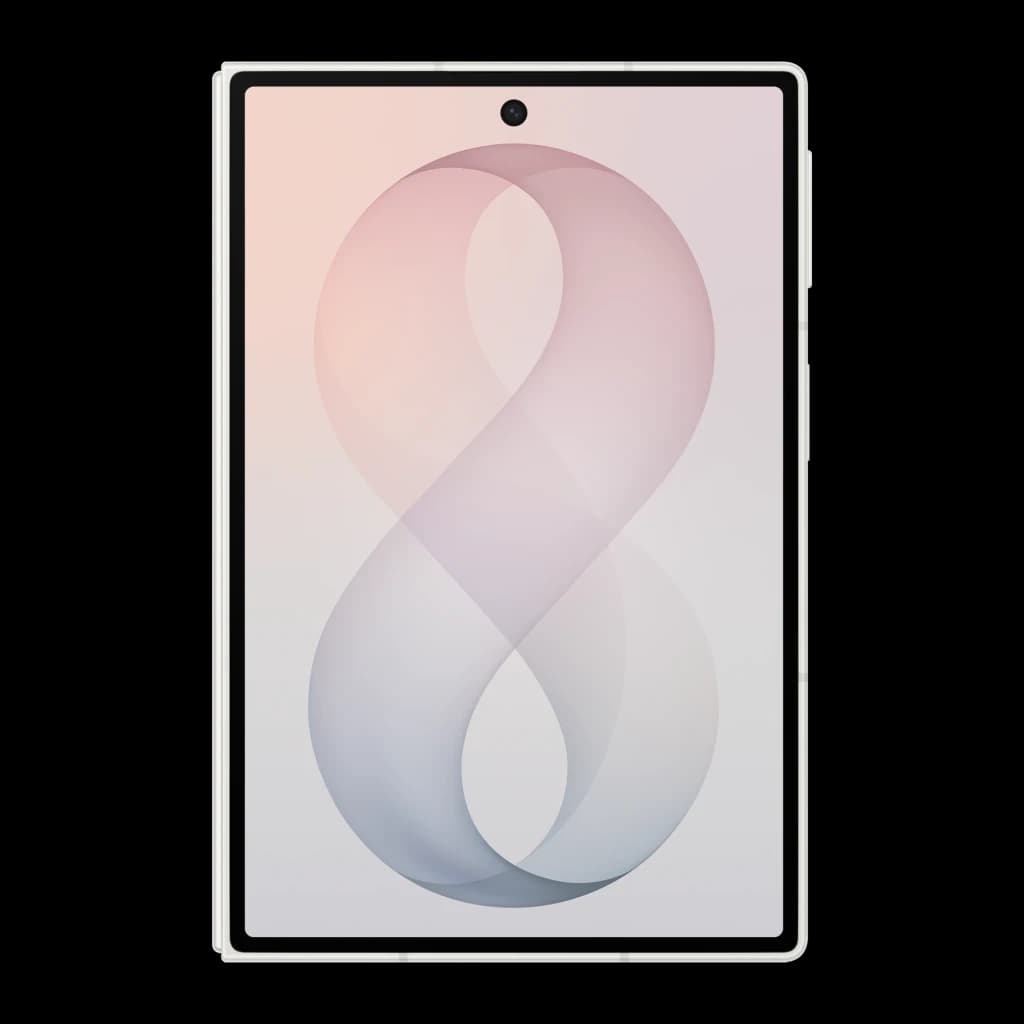 Samsung Galaxy Z Fold8 5G 1TB Crema, pantalla interior desplegada: vista frontal con wallpaper abstracto en forma de 8 y