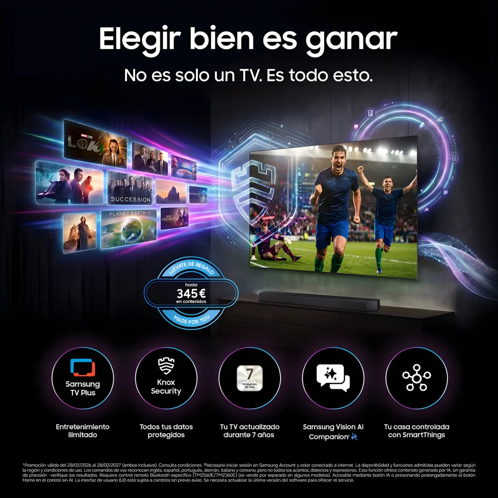 Samsung TV 50 QN80H Neo QLED negro, vista frontal: pantalla con infografía de características y marco fino - Ítem2