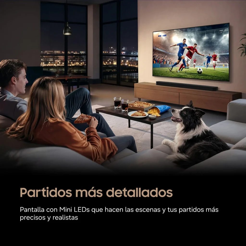 Samsung TU85M73H 85 pulgadas Mini LED 4K Negro titán, vista frontal: pantalla con imagen colorida y marco fino negro - Ítem1