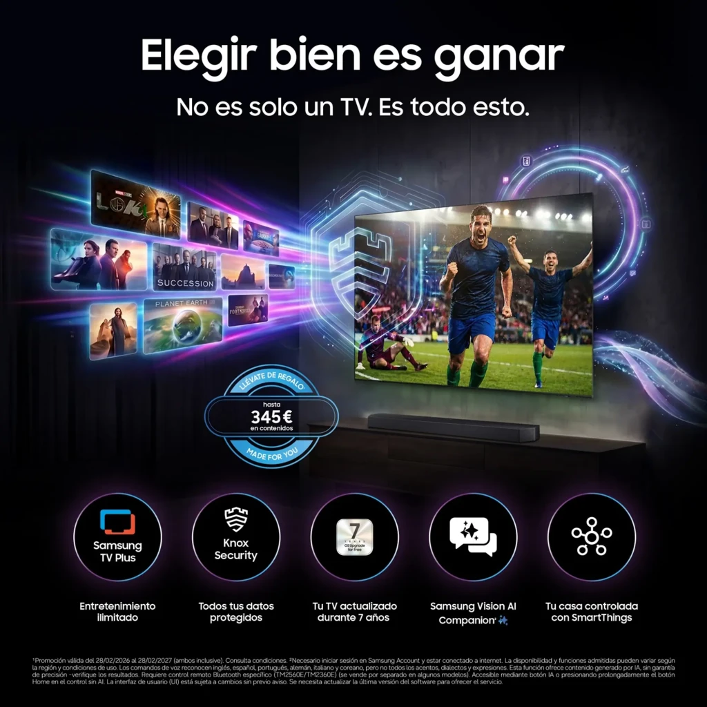 Samsung TU85M73H 85 pulgadas Mini LED 4K Negro titán, vista frontal: pantalla con imagen colorida y marco fino negro - Ítem4