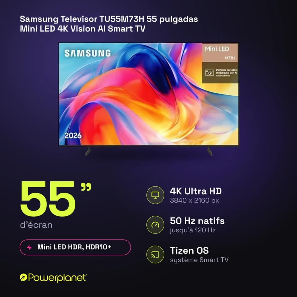 Samsung Televisor TU55M73H 55 pulgadas Mini LED 4K Vision AI Smart TV - caractéristiques