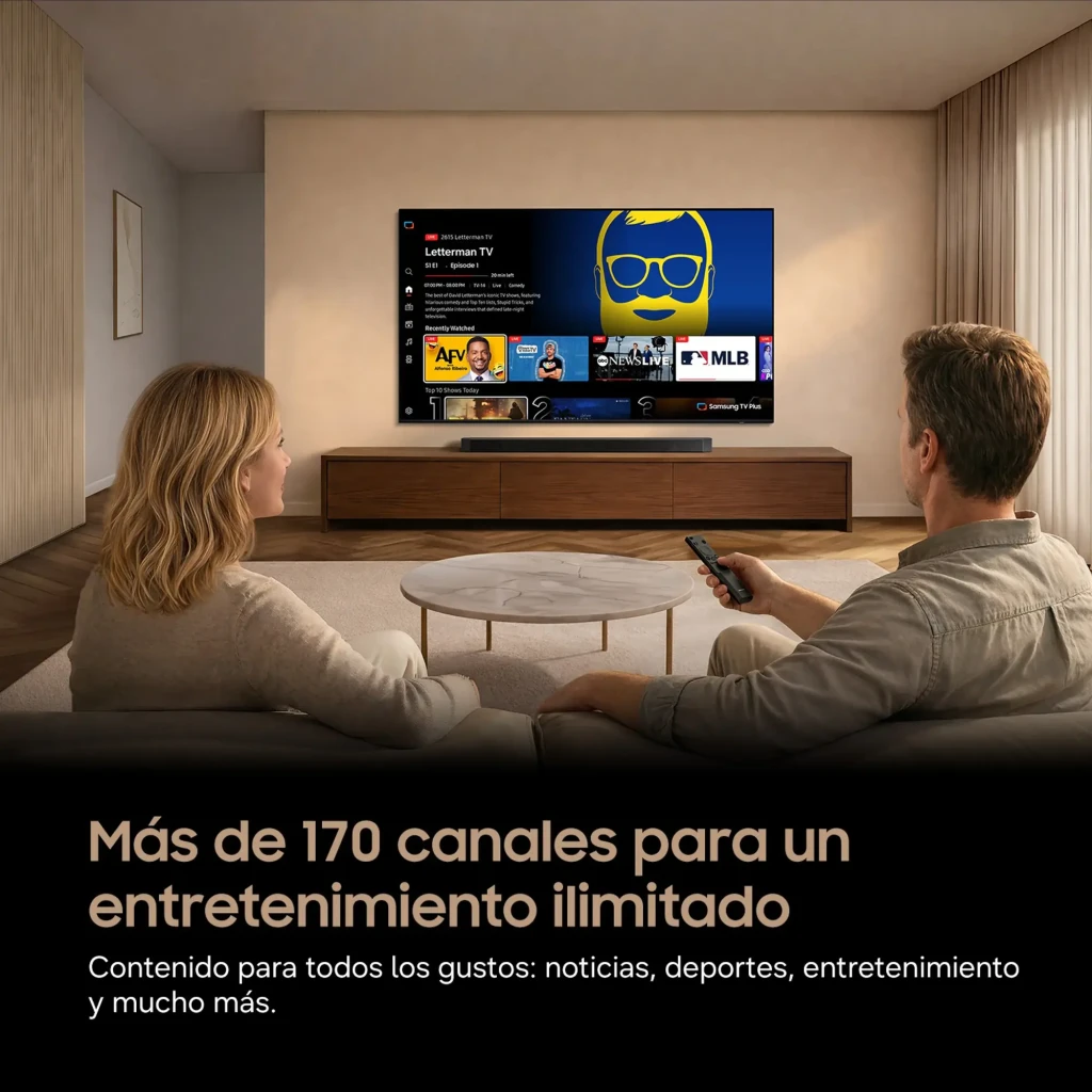 Samsung TU55M73H 55 pulgadas Mini LED 4K Gris, vista frontal: pantalla con imagen colorida, marco fino y pies - Ítem5