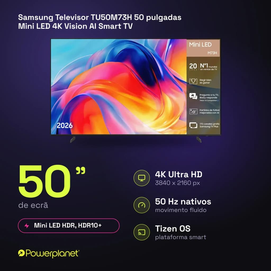 Samsung Televisor TU50M73H 50 pulgadas Mini LED 4K Vision AI Smart TV negro - características