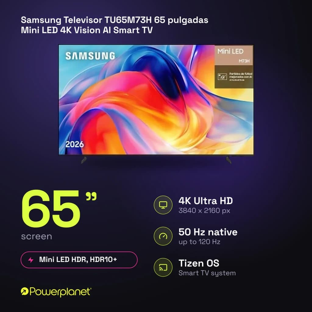 Samsung Televisor TU65M73H 65 pulgadas Mini LED 4K Vision AI Smart TV negro - características