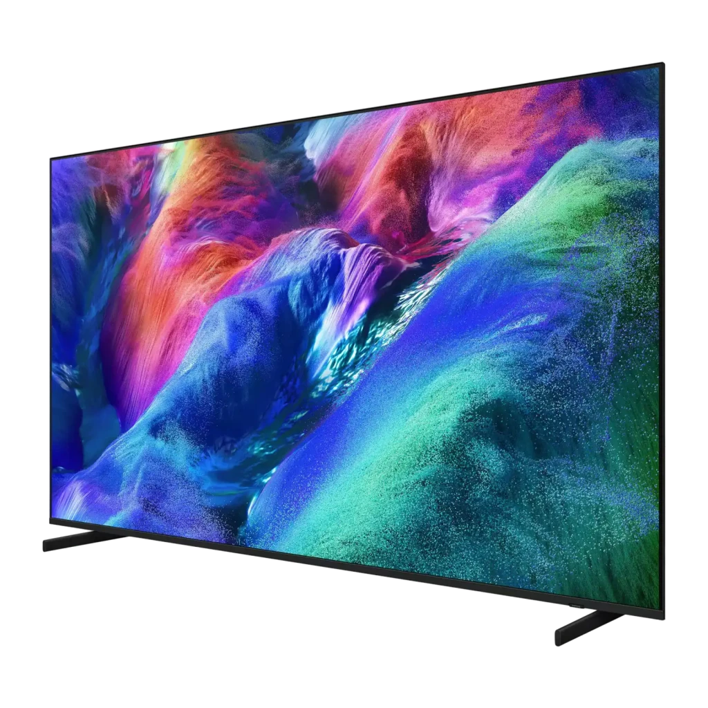 Samsung TMR65R85H 65 pulgadas negro, vista frontal: pantalla con infografía Micro RGB R85H y patas negras - Ítem1