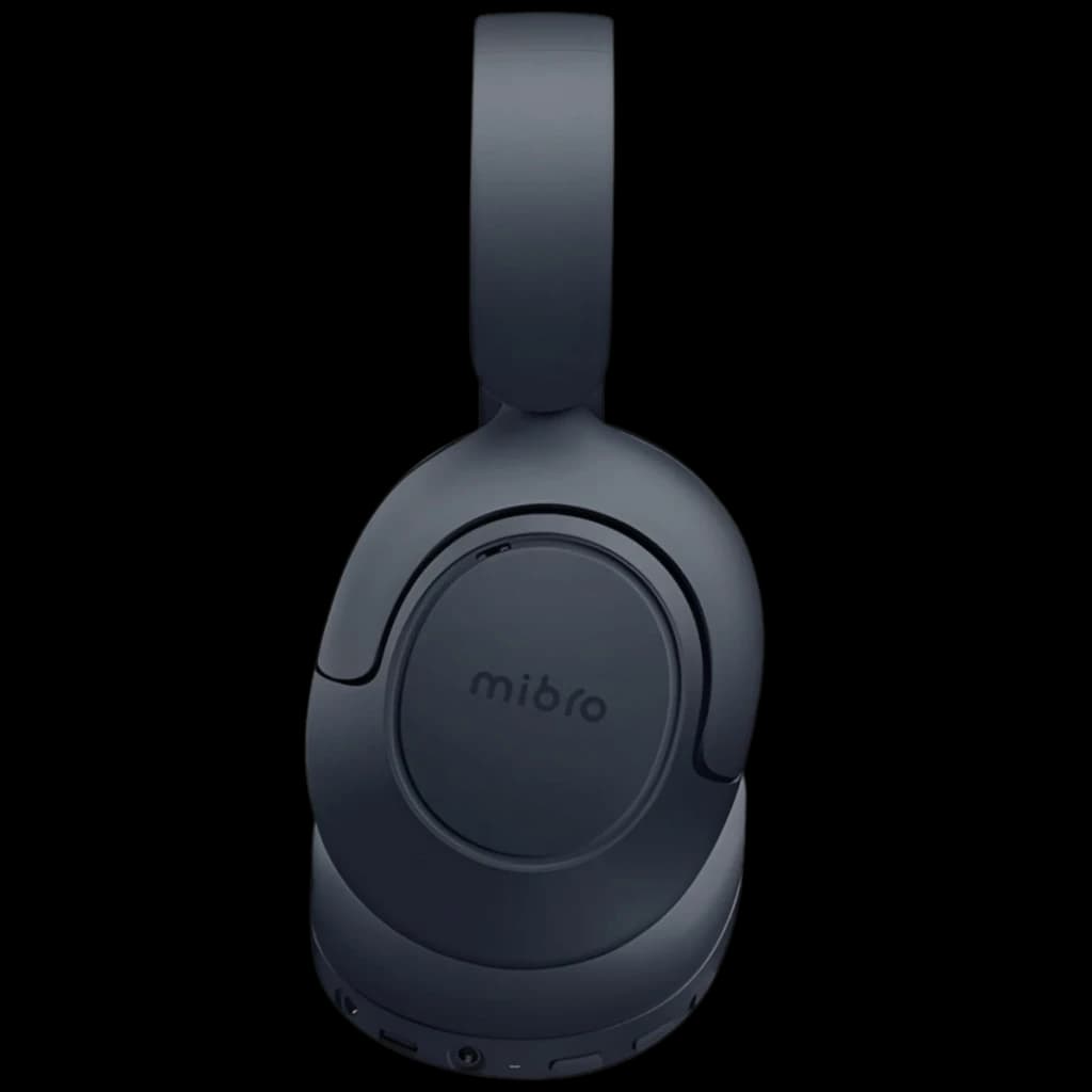 Auriculares Mibro Headphone One Dark Blue: diadema acolchada, cascos circumaurales mate, controles laterales y puerto de audio; diseño plegable Bluetooth 5.4