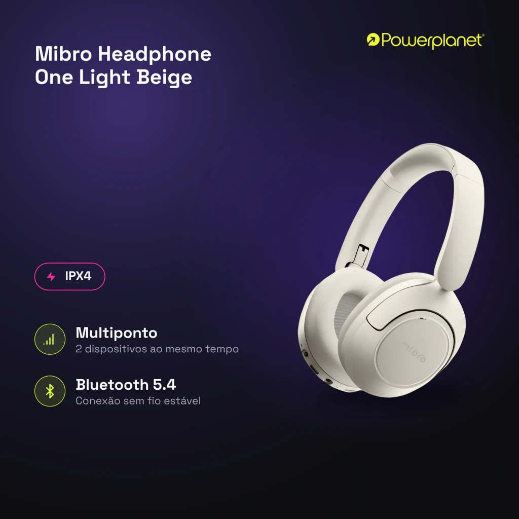 Auriculares Mibro Headphone One Light Beige con diadema acolchada, copas circumaurales plegables, botones integrados y puertos laterales, diseño minimalista - Ítem5