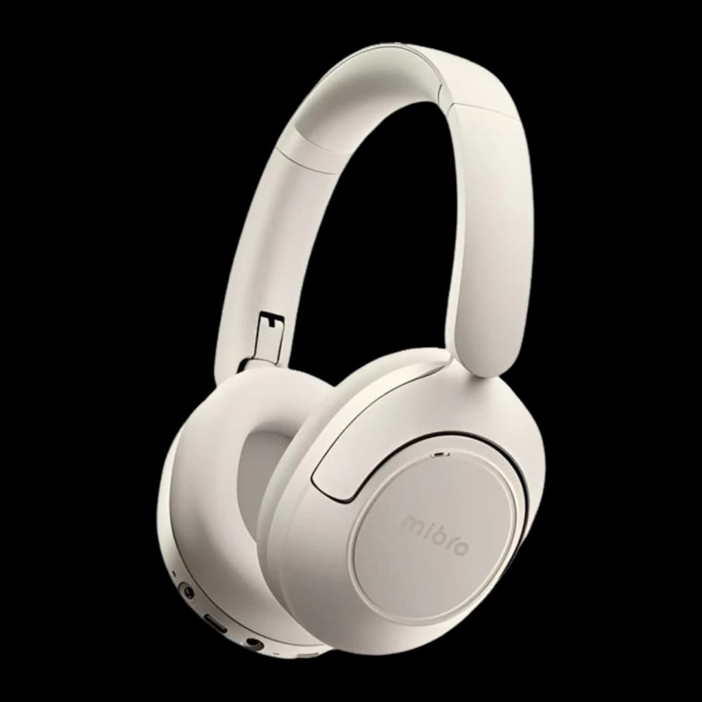Auriculares Mibro Headphone One Light Beige con diadema acolchada, copas circumaurales plegables, botones integrados y puertos laterales, diseño minimalista