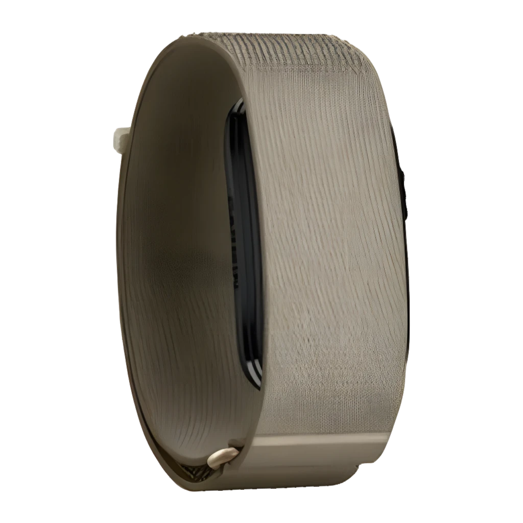 Garmin CIRQA Smart Band L-XL cinza, vista frontal em ângulo: pulseira têxtil trançada e corpo preto lateral - Item3