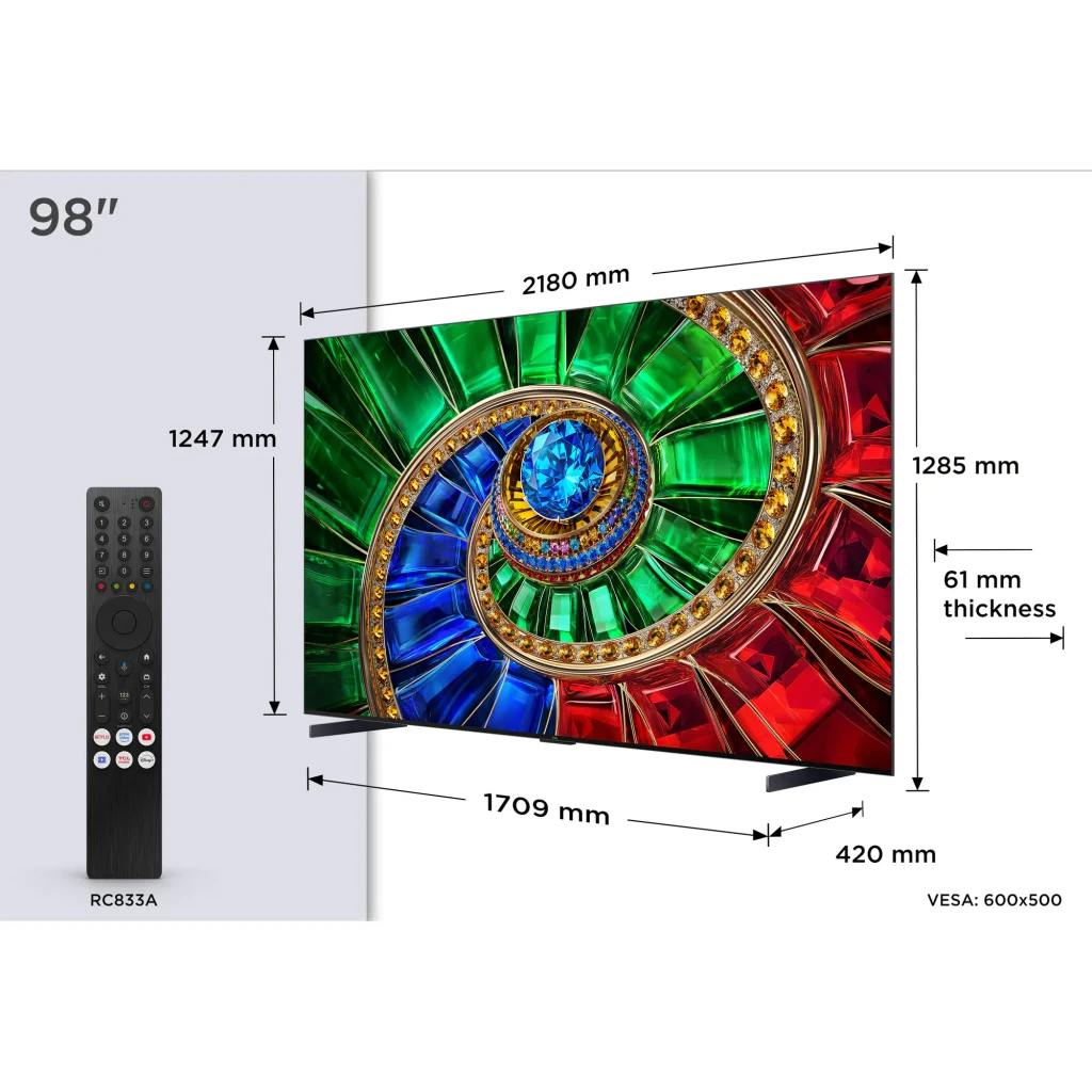 TCL 98RM7L 98 pulgadas 4K Negro, pantalla frontal: especificaciones RGB-Mini LED, 2880 zonas de color y modelo 2026 - Ítem2