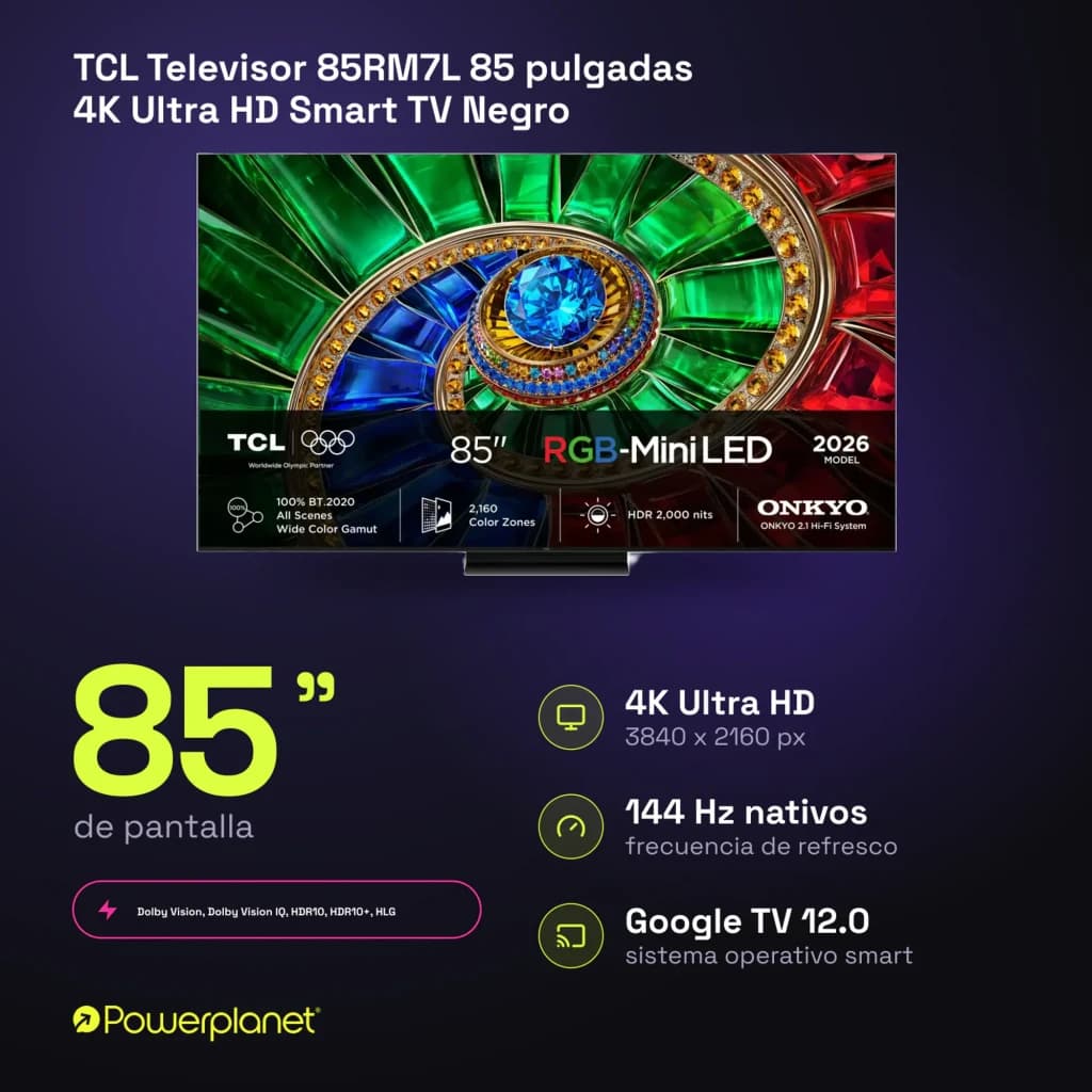 TCL Televisor 85RM7L 85 pulgadas 4K Ultra HD Smart TV Negro 64gb - características