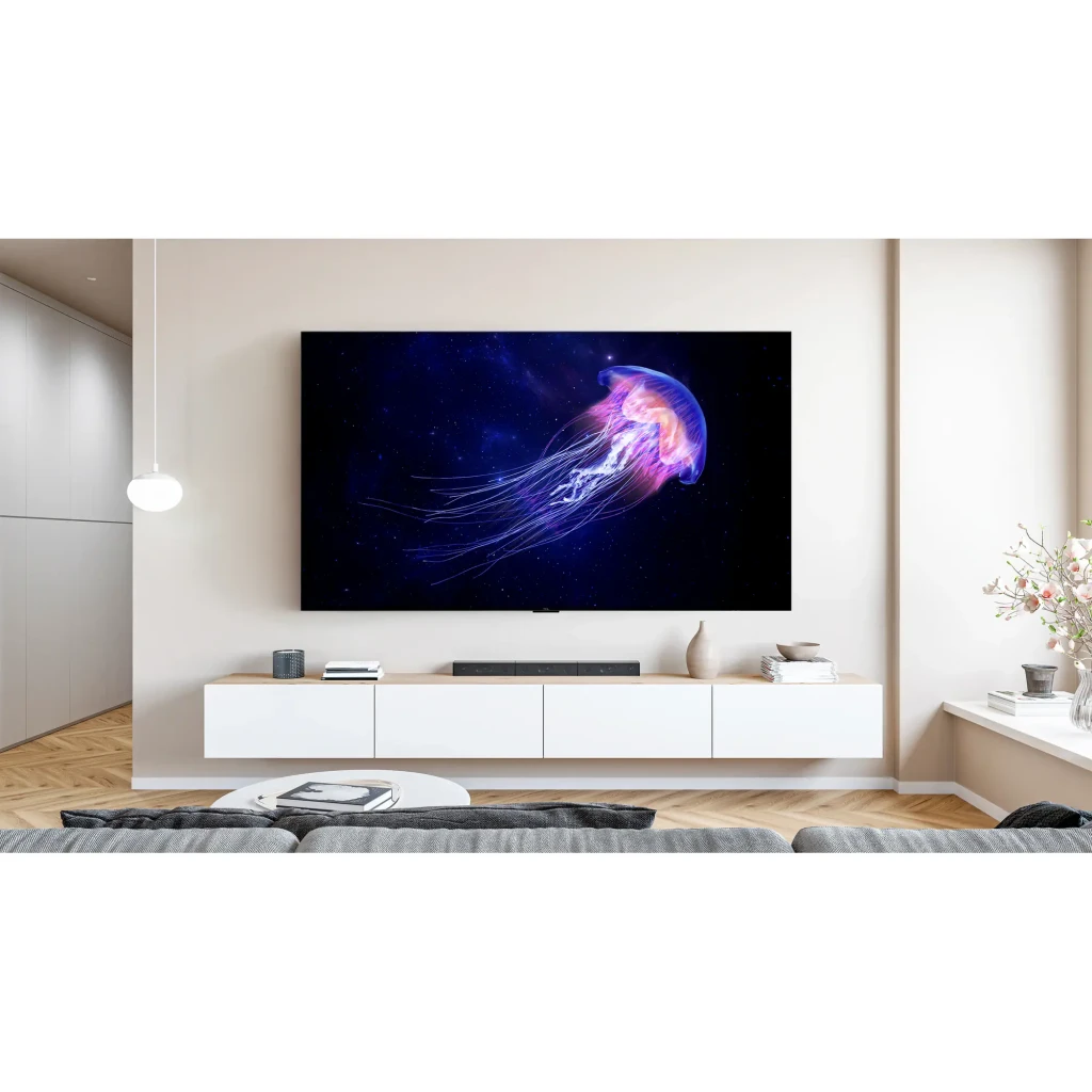 TCL 85RM7L 85 pulgadas 4K Smart TV negro, vista frontal: pantalla RGB-Mini LED con imagen de ojo de colores vibrantes y - Ítem1