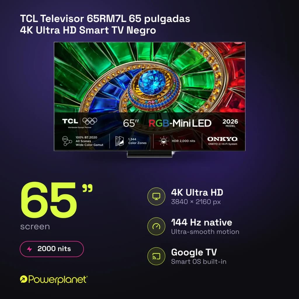 TCL Televisor 65RM7L 65 pulgadas 4K Ultra HD Smart TV Negro 64gb - caractéristiques