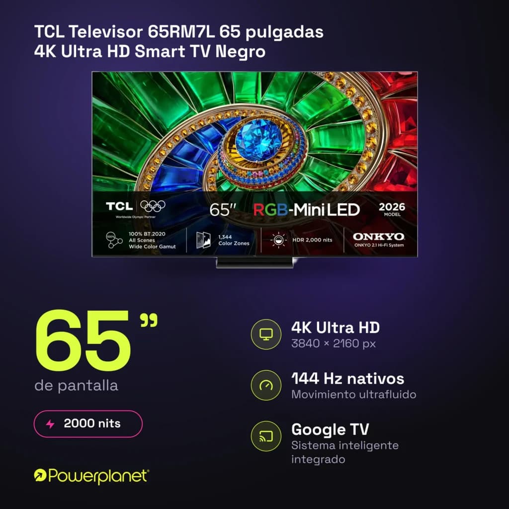 TCL Televisor 65RM7L 65 pulgadas 4K Ultra HD Smart TV Negro 64gb - caractéristiques