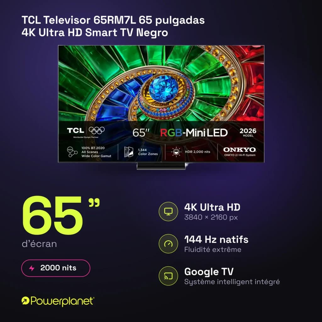 TCL Televisor 65RM7L 65 pulgadas 4K Ultra HD Smart TV Negro 64gb - caractéristiques